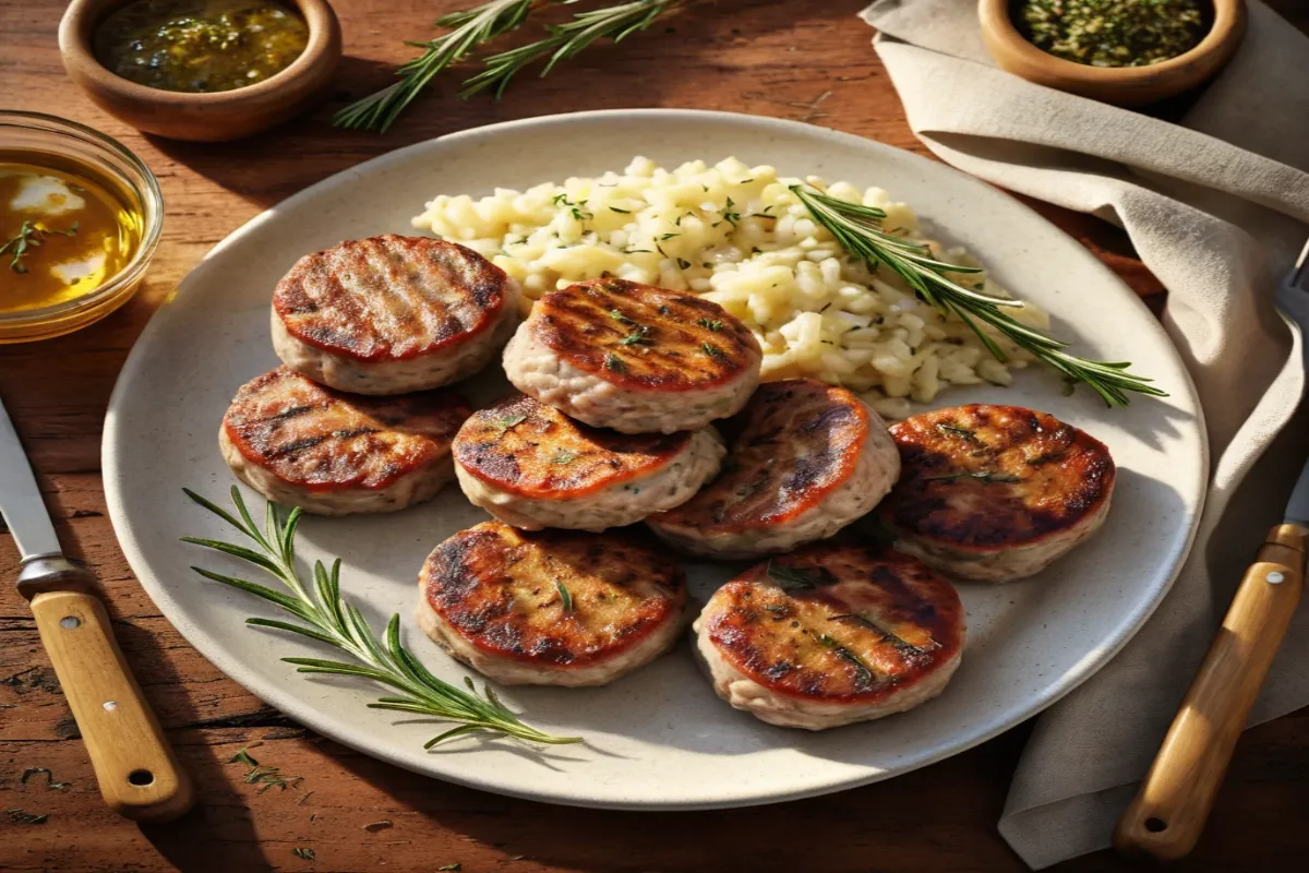 Delicious homemade turkey sausage patties recipe with fresh herbs.