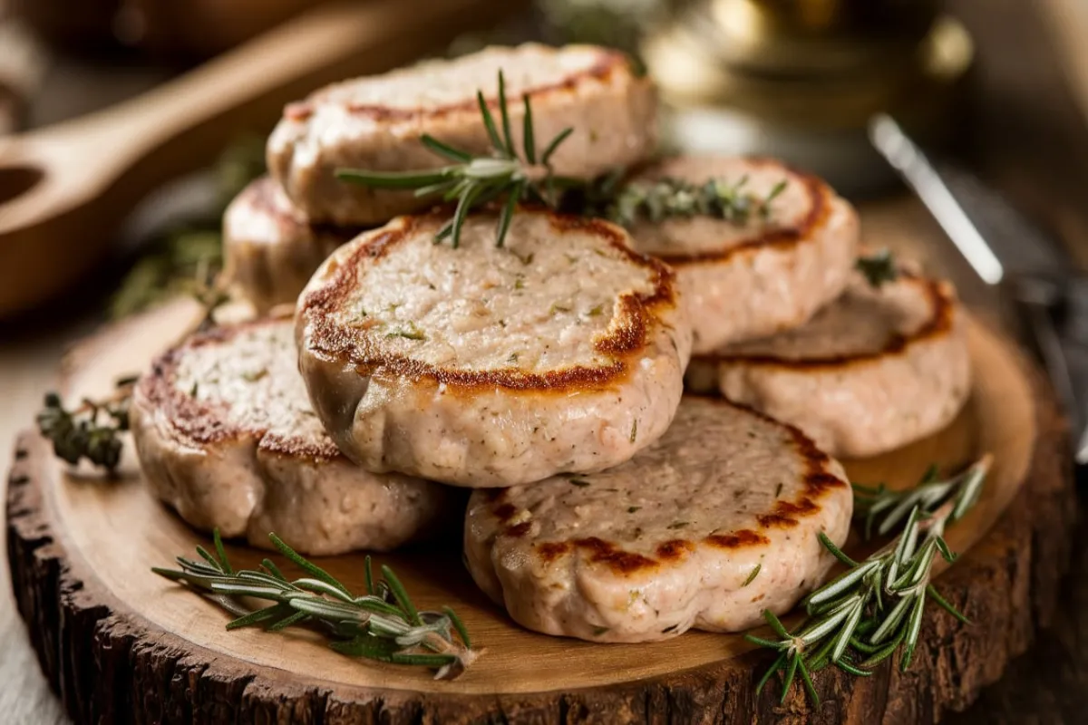 Delicious homemade turkey sausage patties recipe with fresh herbs.