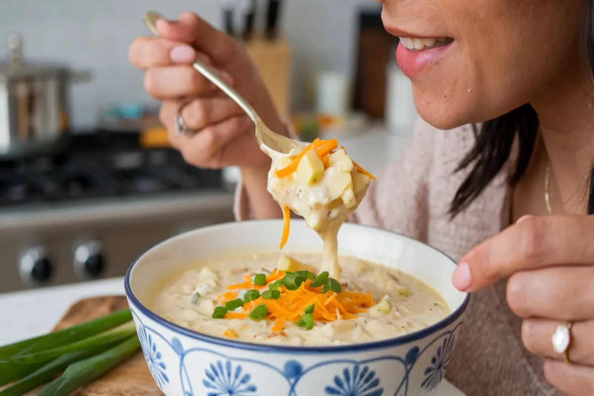 Crockpot Potato Broccoli Cheddar Soup Recipe