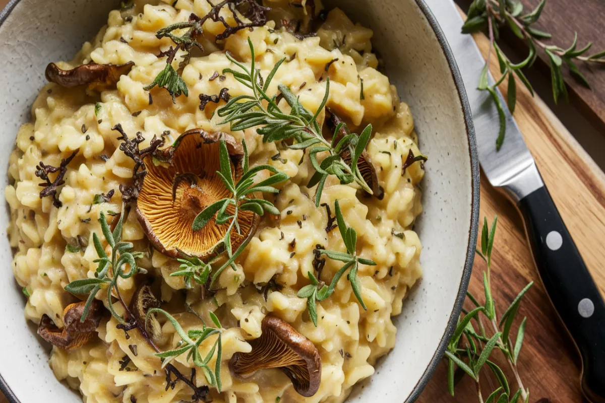 Chanterelle mushrooms with fresh herbs